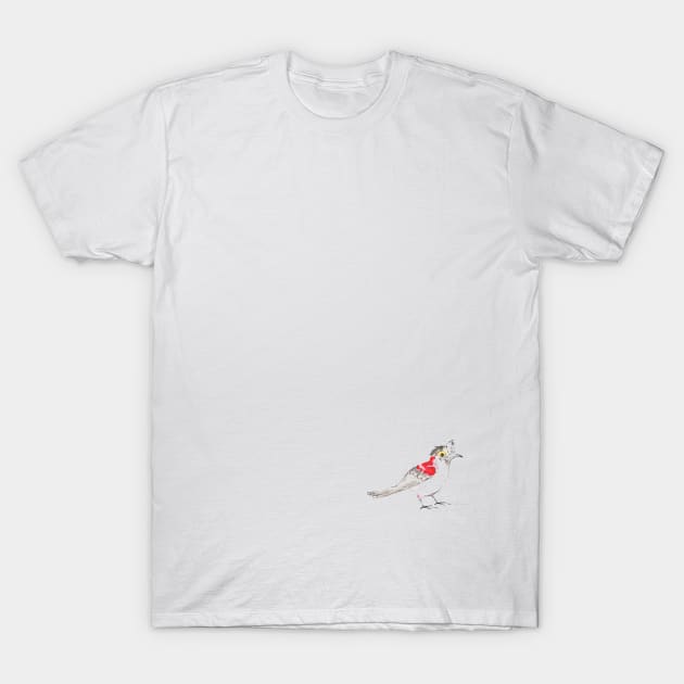 Crested Bird (bottom corner) T-Shirt by becksbespokebrooklyn